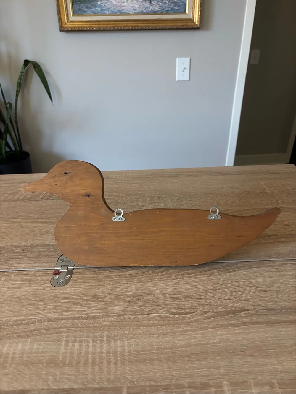 Vintage Handmade Wooden Hanging Duck Shelf - 3 Hooks